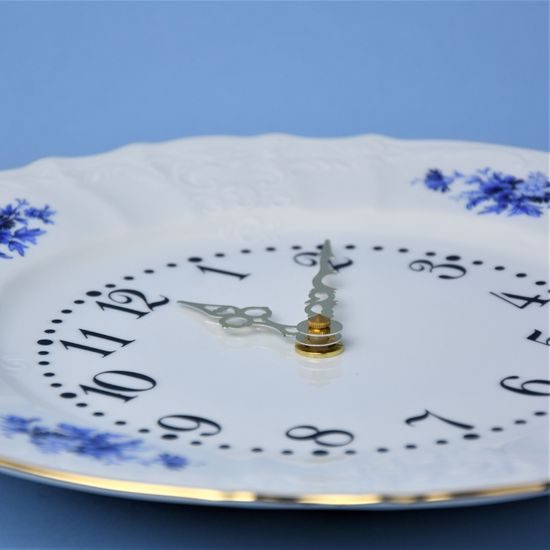 Wall clock 27 cm, Thun 1794 Carlsbad porcelain, BERNADOTTE blue rose