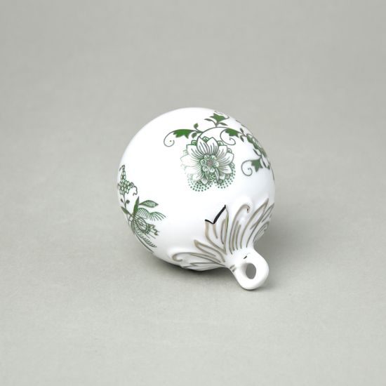 Vánoční ozdoba - koule 7 cm, zelený cibulák s platinou, Český porcelán a.s.