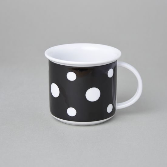 Mug Tina midlle 0,24 l, White dots on black, Český porcelán a.s.