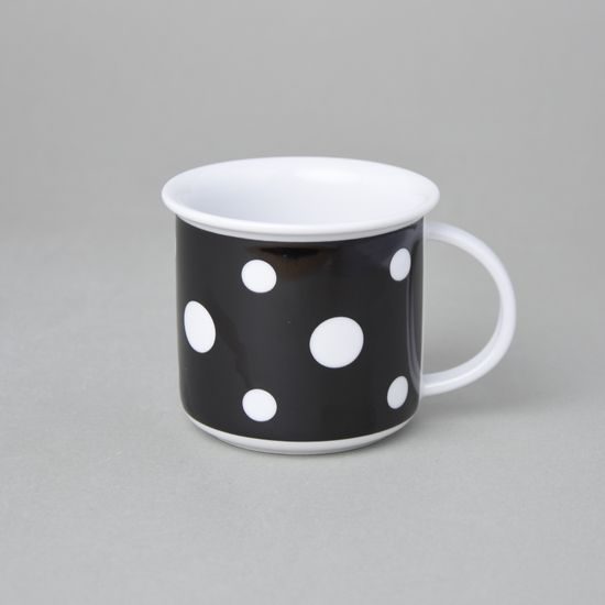 Mug Tina midlle 240 ml, White dots on black, Český porcelán a.s.