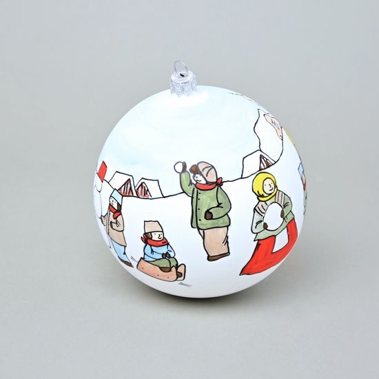 Vánoční skleněná koule 12 cm na stromeček "Stará zima" LIMITOVANÁ edice, ručně malováno