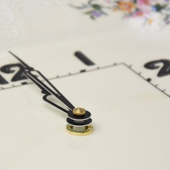 Wall Clock square 26 cm, Thun 1794, karlovarský porcelán, BERNADOTTE ivory + flowers