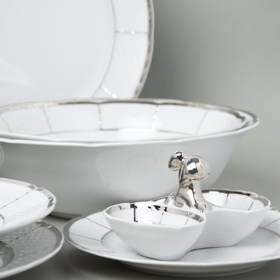 Dining set for 6 persons, Thun 1794 Carlsbad porcelain, MENUET platinum