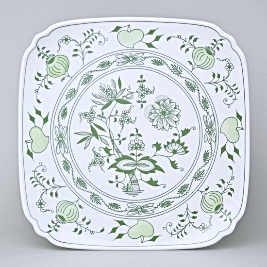 Plate square 29 cm, Green Onion Pattern, Cesky porcelan a.s.