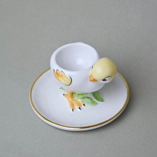 Kalíšek na vejce 7 cm, Kuřátko žluté, porcelán Lindner