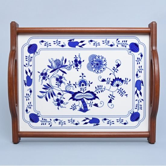 Cooking mat in wooden frame 37 x 30 cm (middle), Original Blue Onion Pattern
