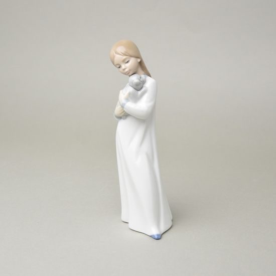 Dívka s pejskem 19,5 cm, NAO porcelánové figurky