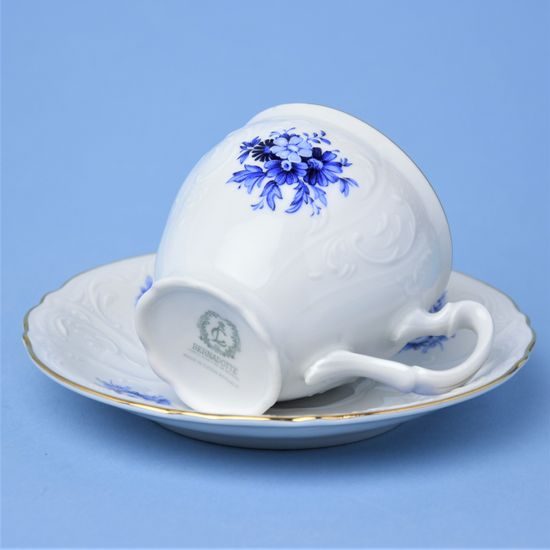 Cup and saucer 220 ml / 16 cm, Thun 1794 Carlsbad porcelain, BERNADOTTE blue rose