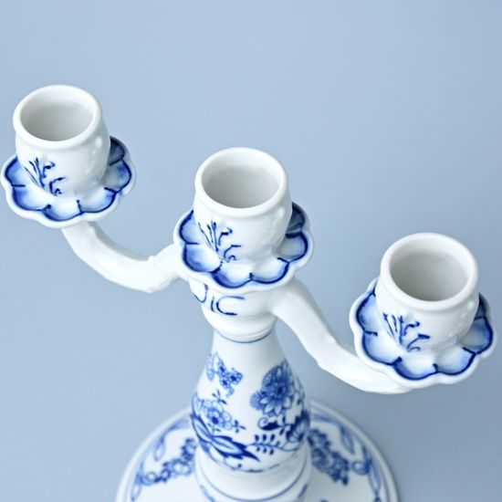 Candle holder 3-arm 25 cm, Original Blue Onion Pattern
