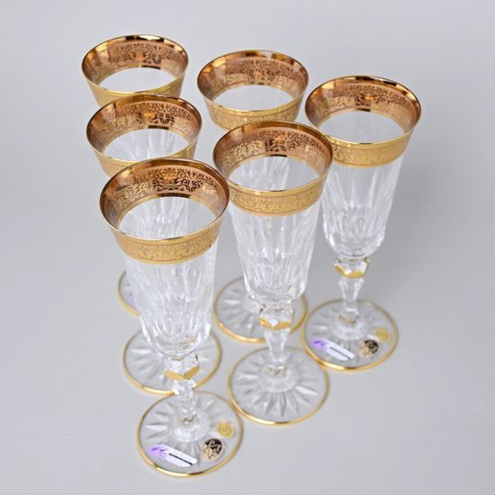 Crystal Glasses Champagne Set Romantic - Laura, 6 pcs. 150 ml, Gold, Ales Zverina - AZ Design