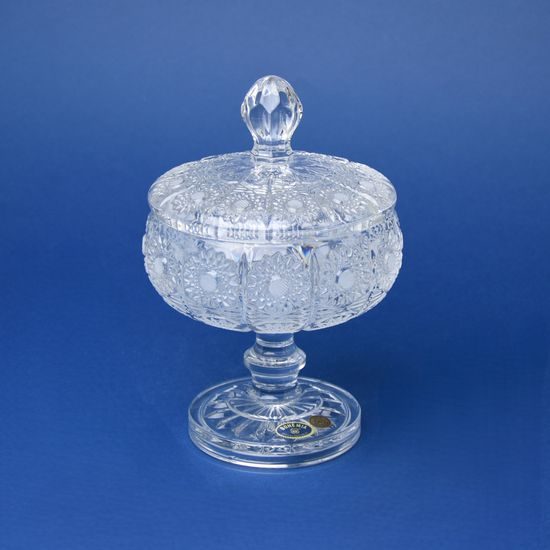 Jar footed with cover 13 cm, cut 500 pk, Bohemia Crystal