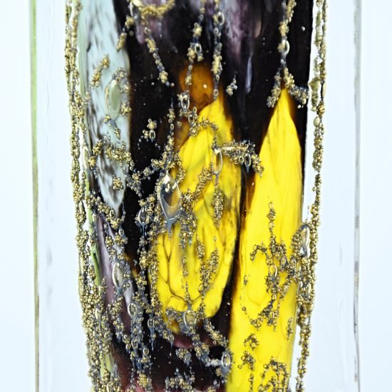 Váza čtyřhranná z kolekce Fleck 31,5 cm, hutní sklo, ruční práce, Vendula Zámečníková