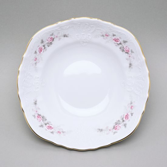 Zlatá linka: Mísa hluboká 23 cm, Thun 1794, karlovarský porcelán, BERNADOTTE růžičky