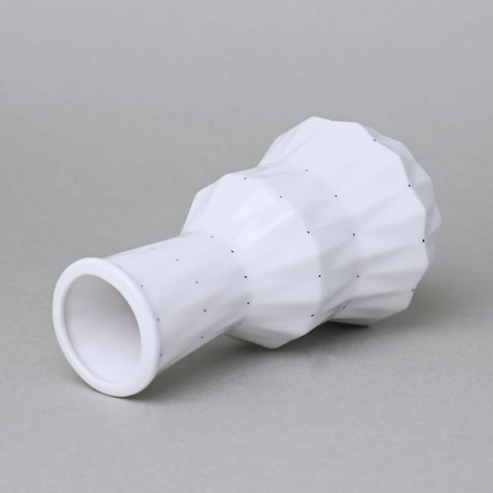 Vase mini Diamond White (shape 2), White + Black Dots, 13 cm, Goldfinger Porcelain