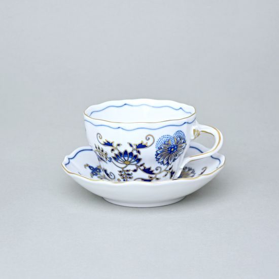 Cup and saucer B plus B 0,21 l / 14 cm for coffee, Original Blue Onion + gold Pattern