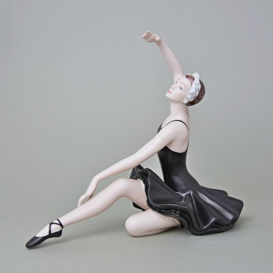 Ballet Dancer I. - Black Dress, 26,5, x 14 x 22,5 cm, Natur + Black sorted-out fond + Gold, Porcelain Figures Duchcov