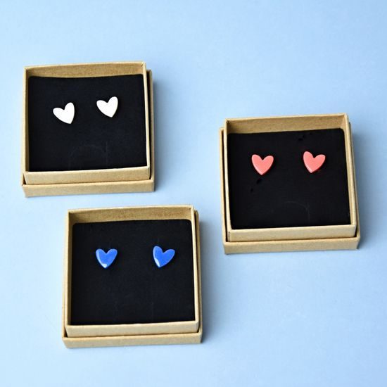 Earrings: Red Hearts, Porcelain Jewels Studio Mallys