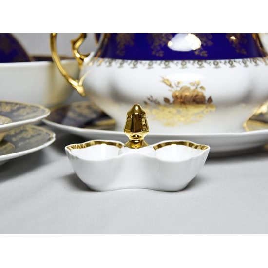 Mary-Anne 431: Dining set for 6 persons, cobalt blue + gold rose, Leander 1907