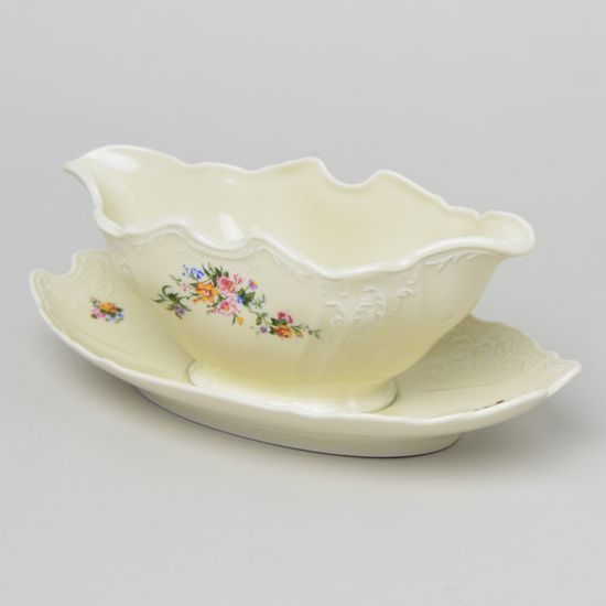 Sauce boat 500 ml, Thun 1794 Carlsbad porcelain, BERNADOTTE ivory + flowers