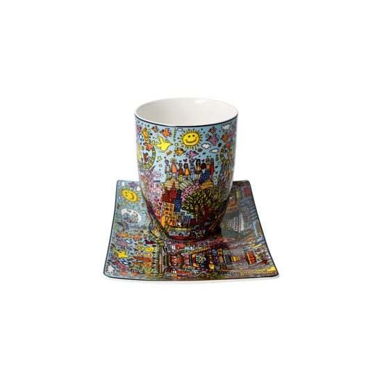 Cup and saucer James Rizzi - Remenber those Cool Coal Days, 400 ml / 19,5 cm, Fine Bone China, Goebel
