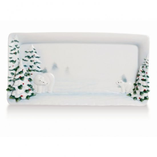 Polar bear rectangluar tray 34x17cm, Porcelain FRANZ