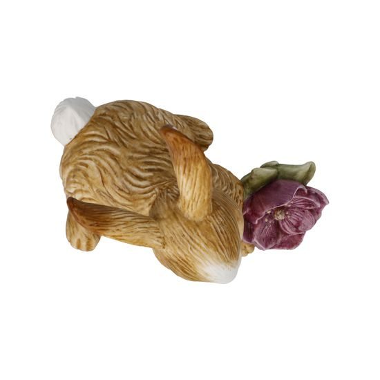 Figurine Rabbit - Annual Bunny 2024 with magnolia flower, 9 / 7 / 9 cm, Biscuit china, Goebel