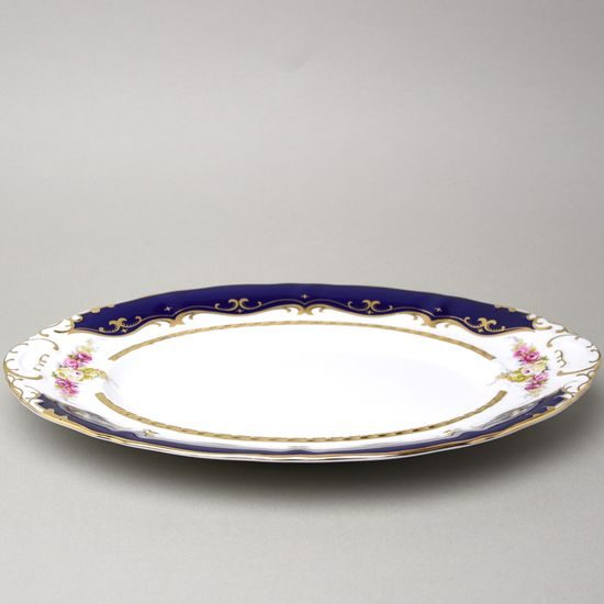 440: Mísa oválná 36 cm, Sonáta, kobalt + růže, Leander Loučky