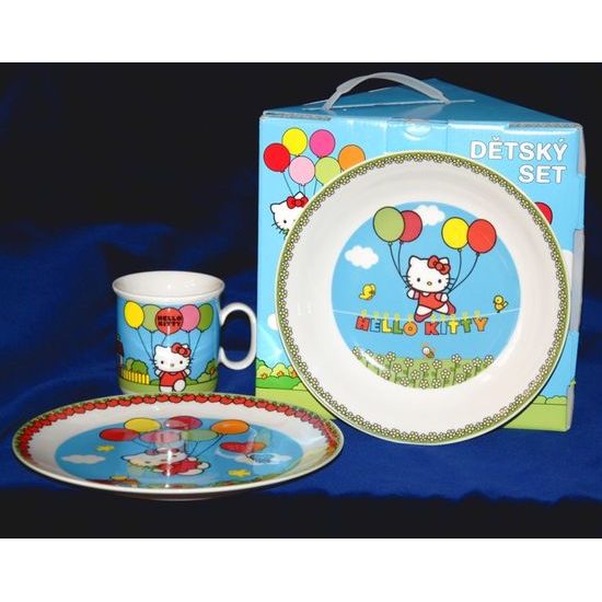 Dětská porcelánová sada Hello Kitty, modrá, Thun 1794 karlovarský porcelán