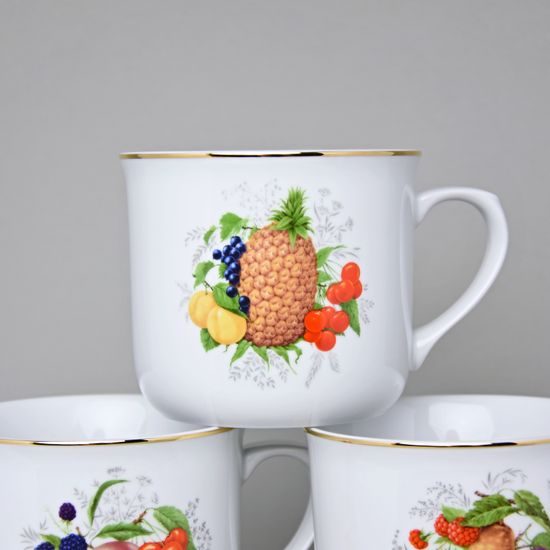 Hrnek Vařák 650 ml, Ovoce + zlatá linka, 1 ks. - náhodný výběr, Český porcelán a.s.