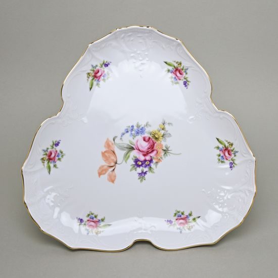 Mísa (podnos) 3-hr 27 cm na noze, Thun 1794, karlovarský porcelán, BERNADOTTE míšeňská růže