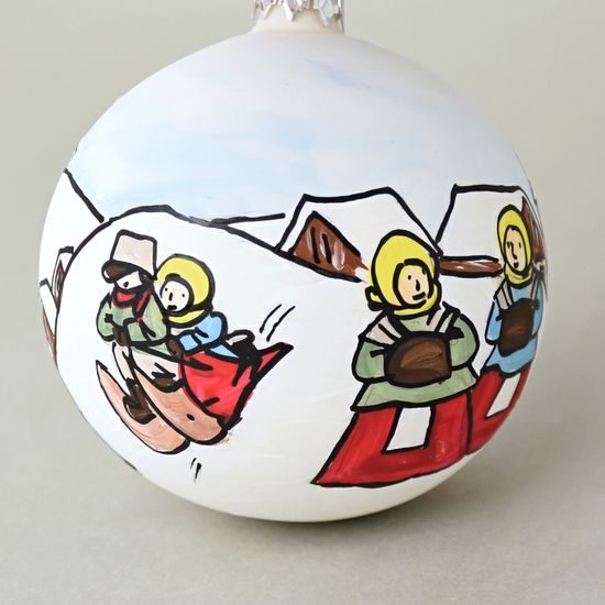 Christmas Tree Decoration Ball "Czech Winter 1918", 7,5 cm, Decor n. 5, Hand-decorated