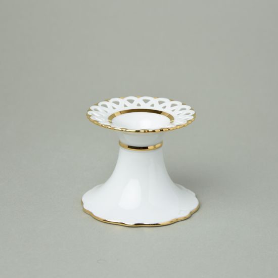 Svícen malý 7 cm, Byzant 404b - bílý, Růžový porcelán z Chodova
