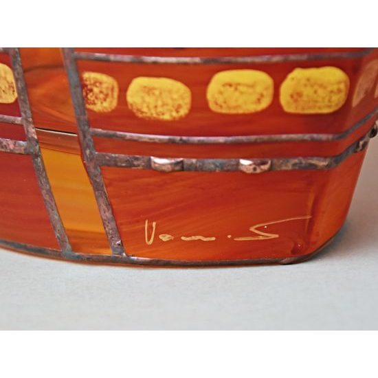 Studio Miracle: Váza oranžovo - červená, 30 cm, ruční dekorace Vlasta Voborníková