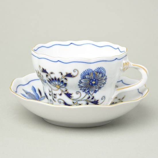 Cup + saucer D 0,40 l / 18,2 cm, Original blue Onion pattern + gold