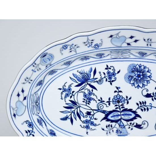 Dish oval flat 35 cm, Original Blue Onion pattern + platinum