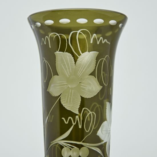 Egermann: Vase Green Stain, 18 cm, Crystal Glasses Egermann