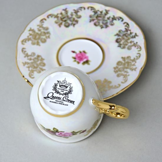 Šálek 110 ml a podšálek 120 mm espresso, Cecily, zlatý listr, Carlsbad