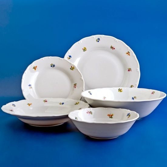 Talířová souprava pro 6 osob s miskami, házenka, Thun 1794 Nová Role