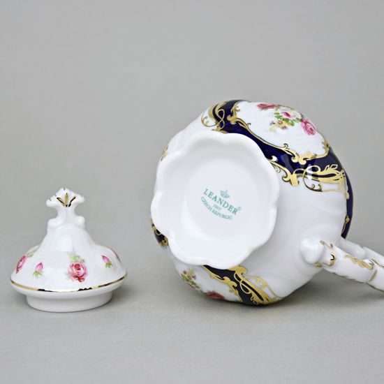 440: Pot 350 ml, Sonata, cobalt blue plus rose, Leander 1907