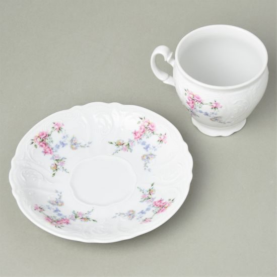 Cup 220 ml and saucer 16 cm, Thun 1794 Carlsbad porcelain, BERNADOTTE climbing roses