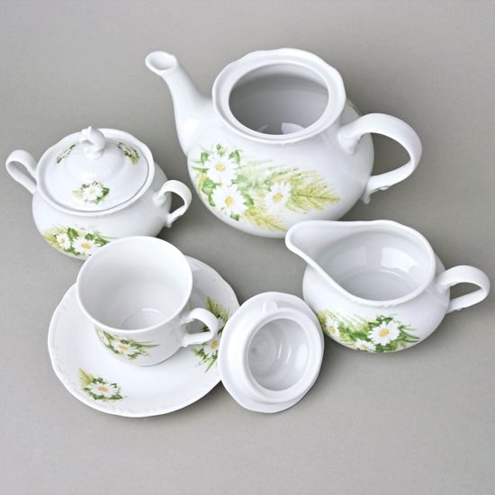 Čajová souprava pro 6 osob, Thun 1794, karlovarský porcelán, CONSTANCE 80262 kopretiny