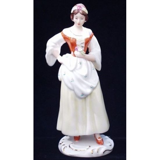 Lady with flower 7 x 8 x 19 cm, Porcelain Figures Duchcov