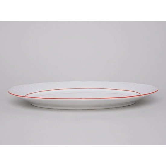 70477: Dish oval 36 cm, Thun 1794 Carlsbad porcelain, Natalie, Red line