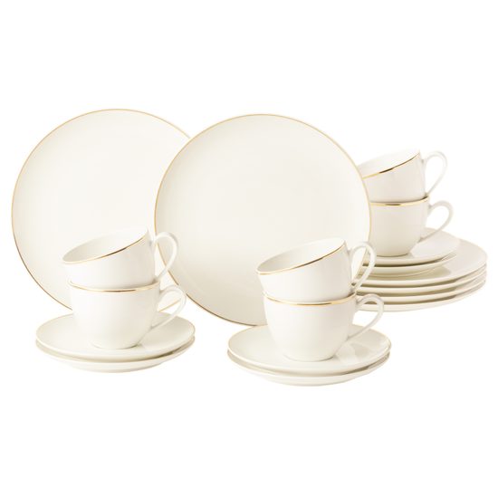 Coffee set 18 pcs., Savona fine diamond with gold line, Seltmann porcelain