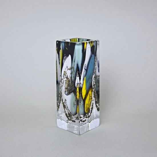 Vase Square 19 cm, collection Fleck, metallurgical glass, Vendula Zámečníková