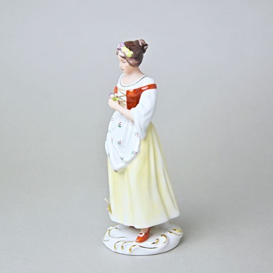 Dáma s květinou 7 x 8 x 19 cm, Saxe, Porcelánové figurky Duchcov