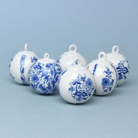 Christmas tree balls 6,5 cm - set of 6 pcs., Original Blue Onion pattern