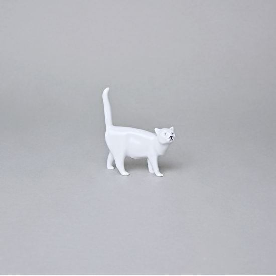 Cat Standing 7 x 2,3 x 8 cm, White, Royal Dux Bohemia