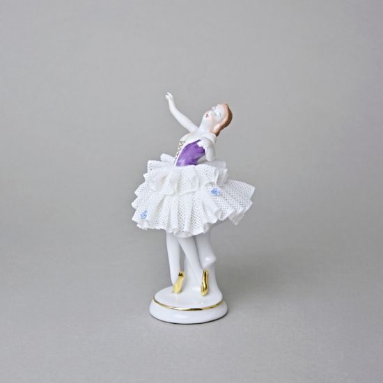 Tanečnice s krajkou (fialová) 8 x 6 x 12 cm, Kurt Steiner, Porcelánové figurky Unterweissbacher