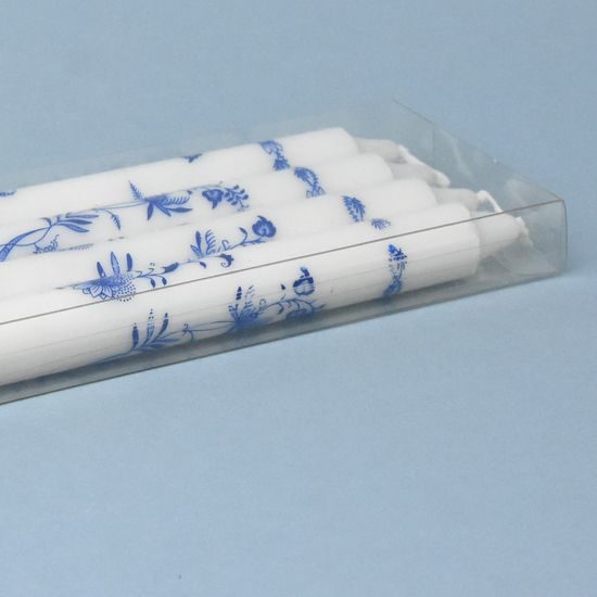 Set of 4 candles 23,5 cm with Blue onion decor, KRAB Brno